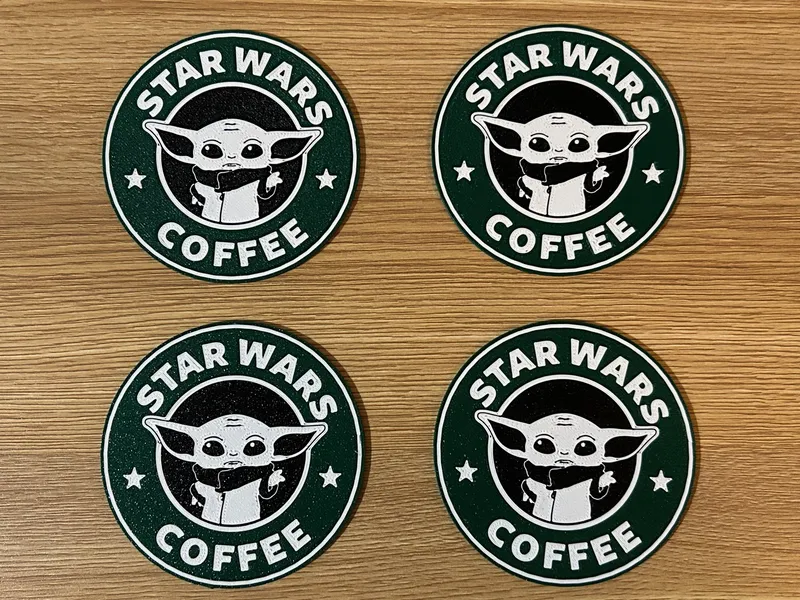 Baby Yoda Coffee Coaster Set of 4 with Free Holder – 3D Printed