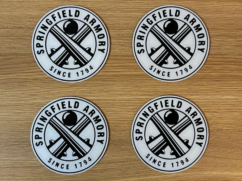 Springfield Armory-Themed Coaster Set of 4 with Holder – 3D Printed