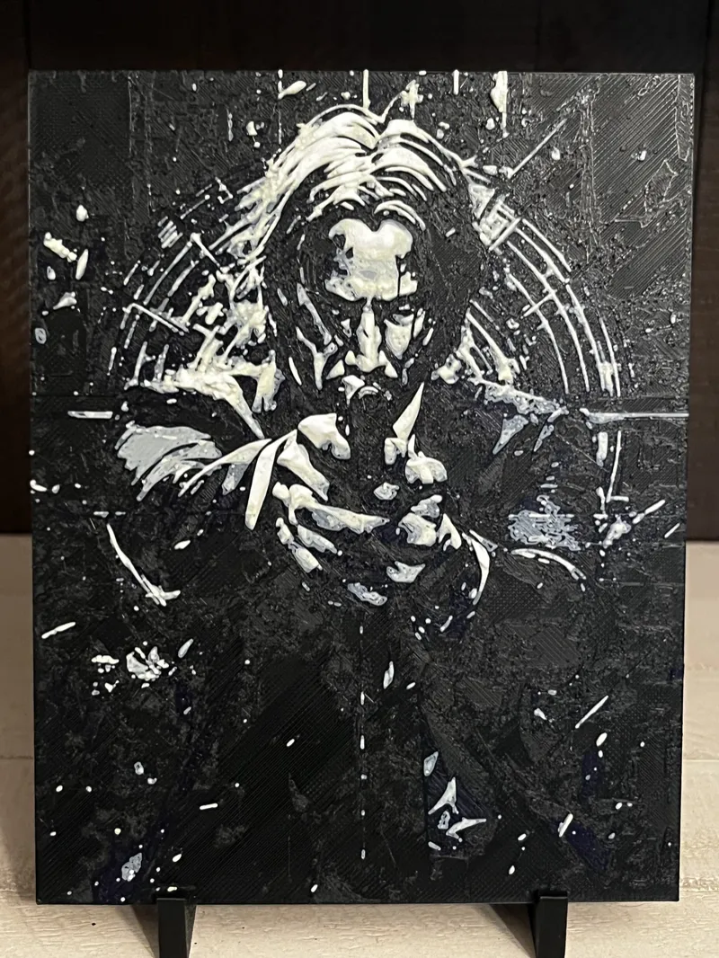 John Wick-Inspired 3D Printed Wall Art – Black & Blue