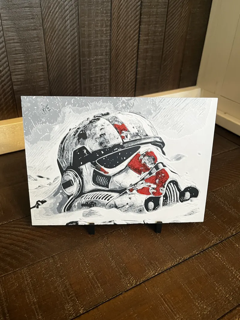 Stormtrooper Helmet Battle Worn 3D Printed Art – Red