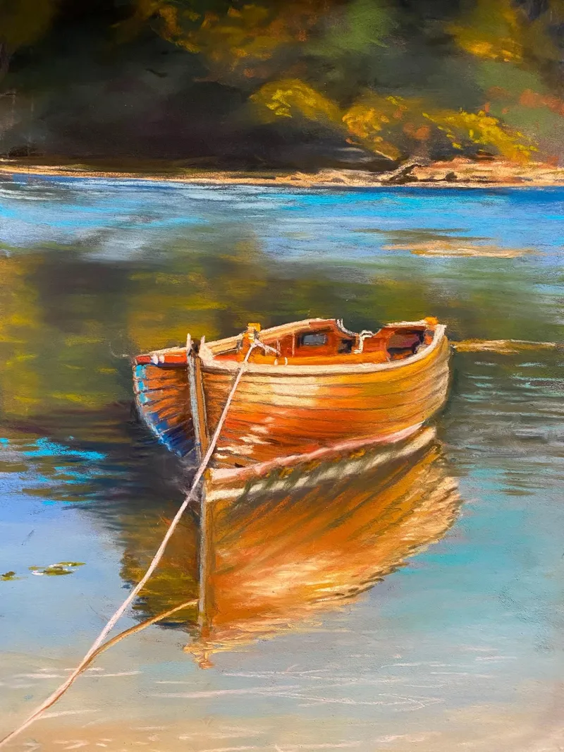 Golden Row Boat Soft Pastel Recording