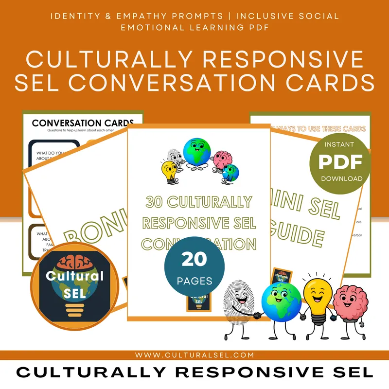 30 Culturally Responsive SEL Conversation Cards | Identity & Empathy Prompts
