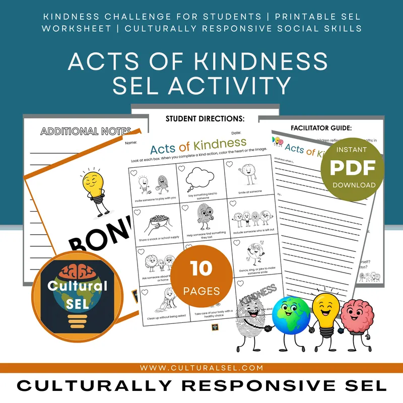 Acts of Kindness SEL Activity | Printable Kindness Tracker | Low-Ink & Classroom-Friendly