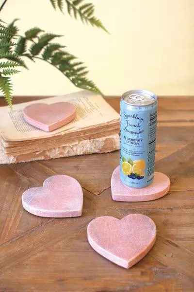 Pink Stone Heart Coasters
