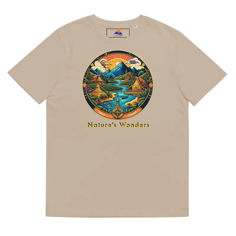Indo China Eco Adventure Themed Unisex Organic Cotton T-Shirt