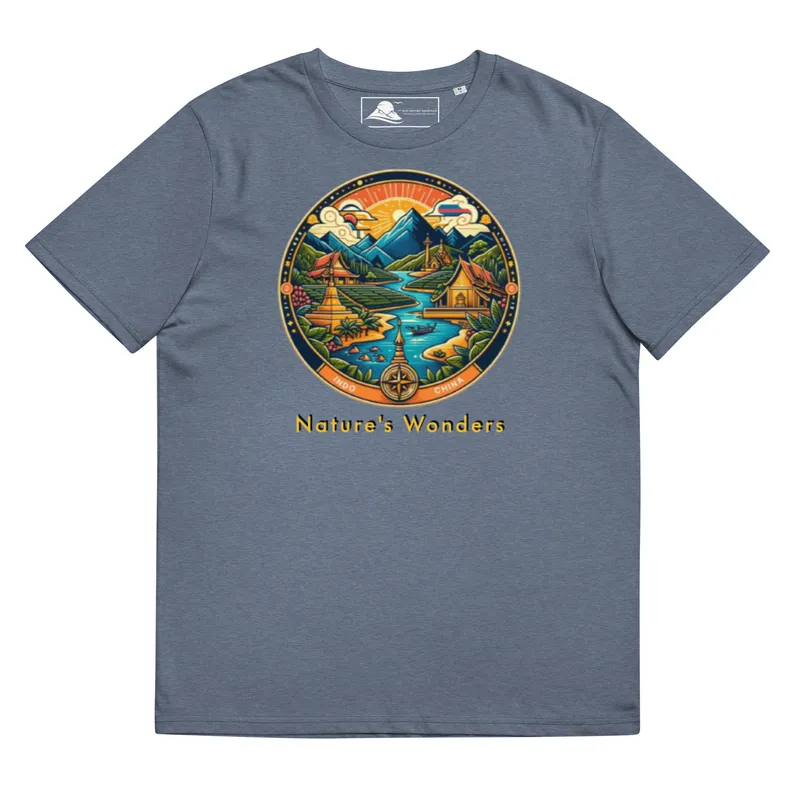 Indo China Eco Adventure Themed Unisex Organic Cotton T-Shirt