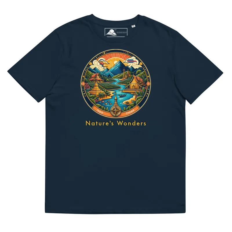 Indo China Eco Adventure Themed Unisex Organic Cotton T-Shirt