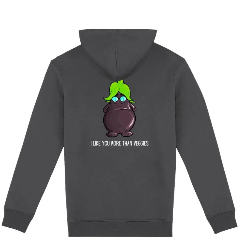 Dikke hoodie I like you more than veggies