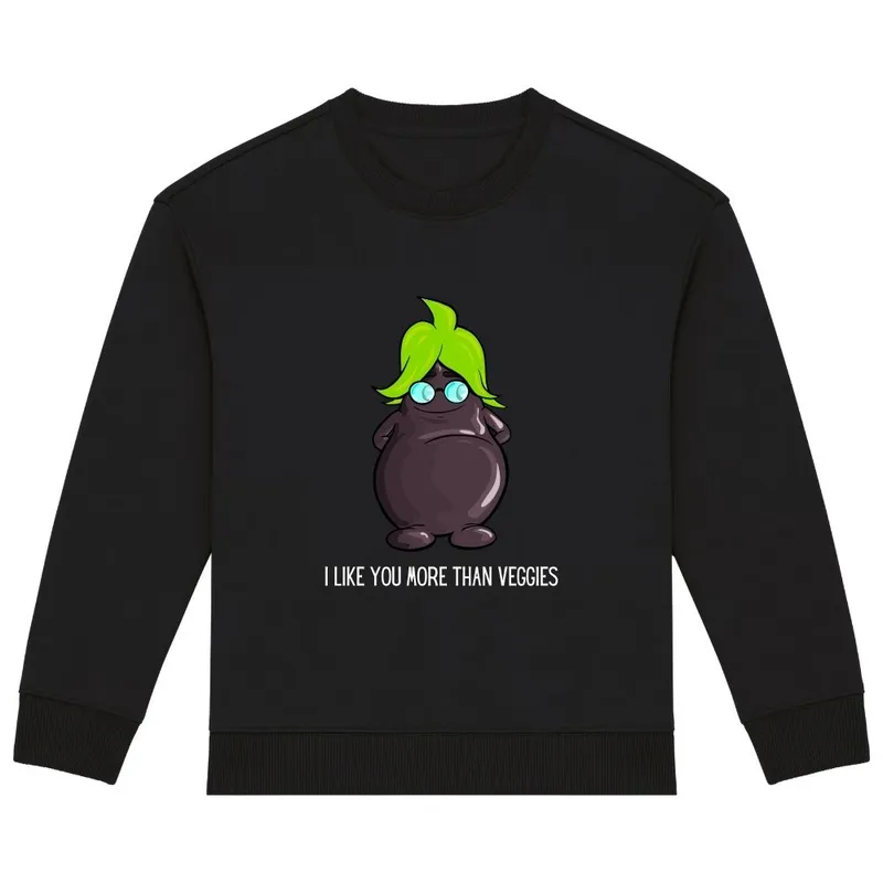 Kids sweater front I like you more than veggies