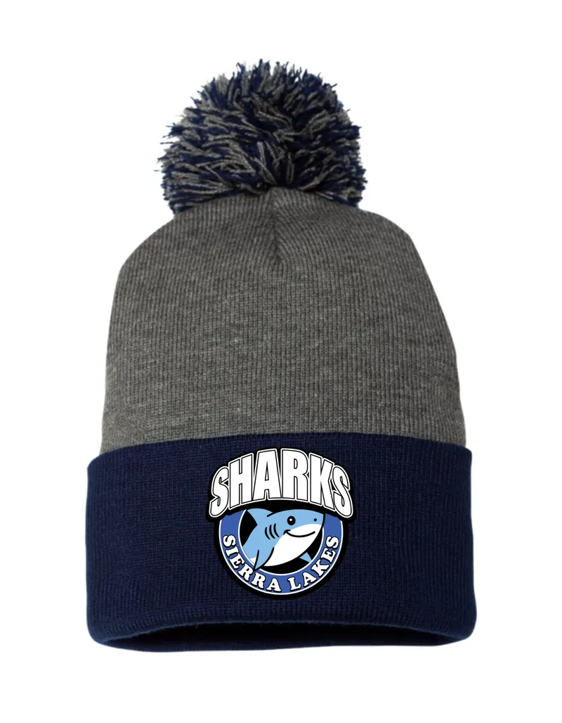 "SLE Logo" Pom-Pom Beanie Grey & Navy