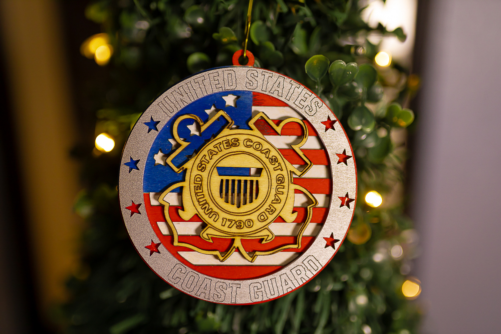 Handcrafted 3-Layer Wooden U.S. Coast Guard Emblem – Hand-Painted Military Ornament