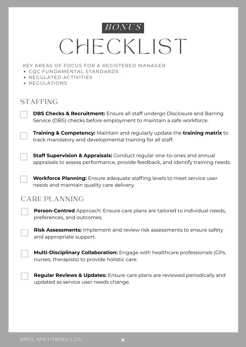 BONUS: Registered Manager Compliance Checklist
