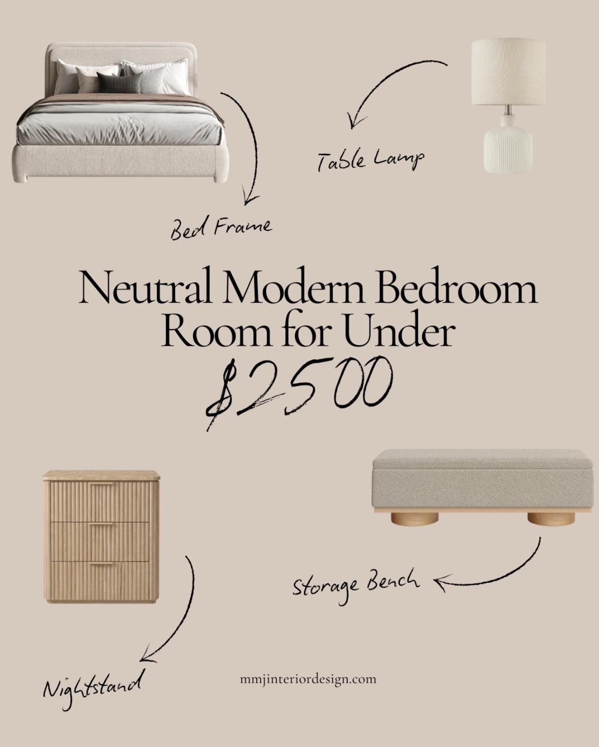 Neutral Modern Living Room for under $2500
