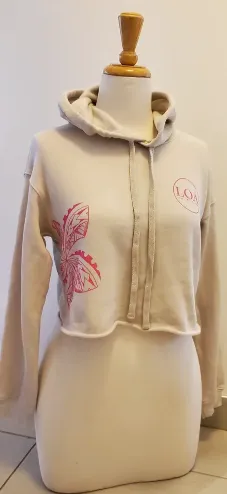 Women's Premium LOA Pua Melia (plumeria) Cropped Hoodies 