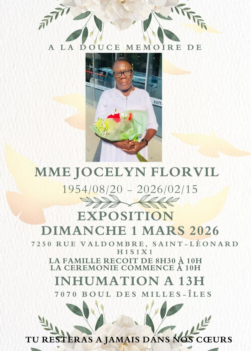 Souvenir de Mme Jocelyn Florvil — Photo 1