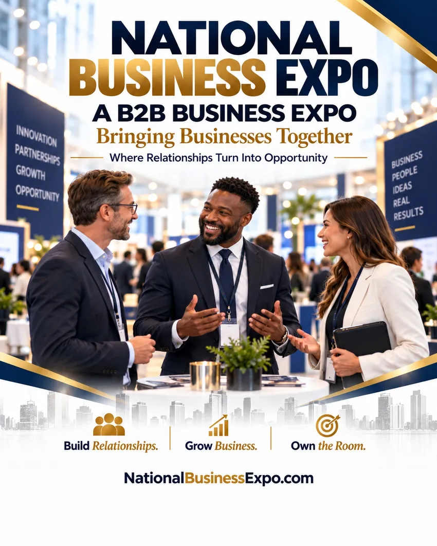 Alternate white National Business Expo B2B promotional flyer