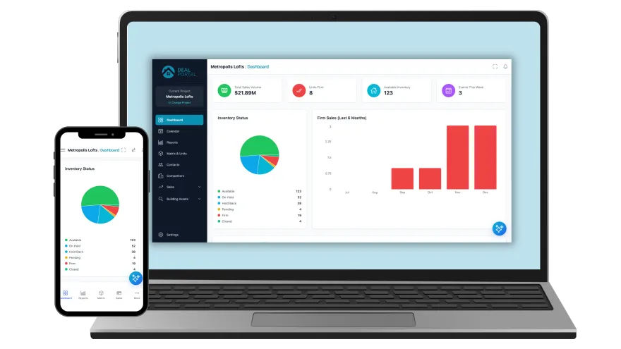 DealPortal real-time reporting dashboard on laptop and phone