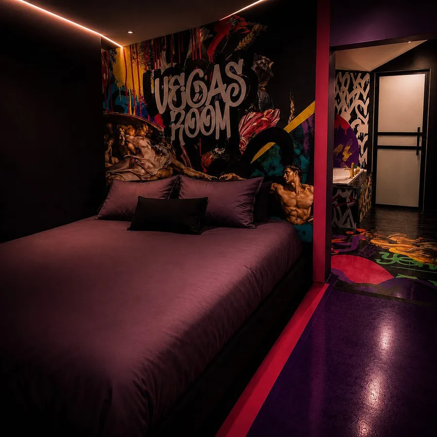 Chambre de la Suite Renaissance et fresque Vegas Room