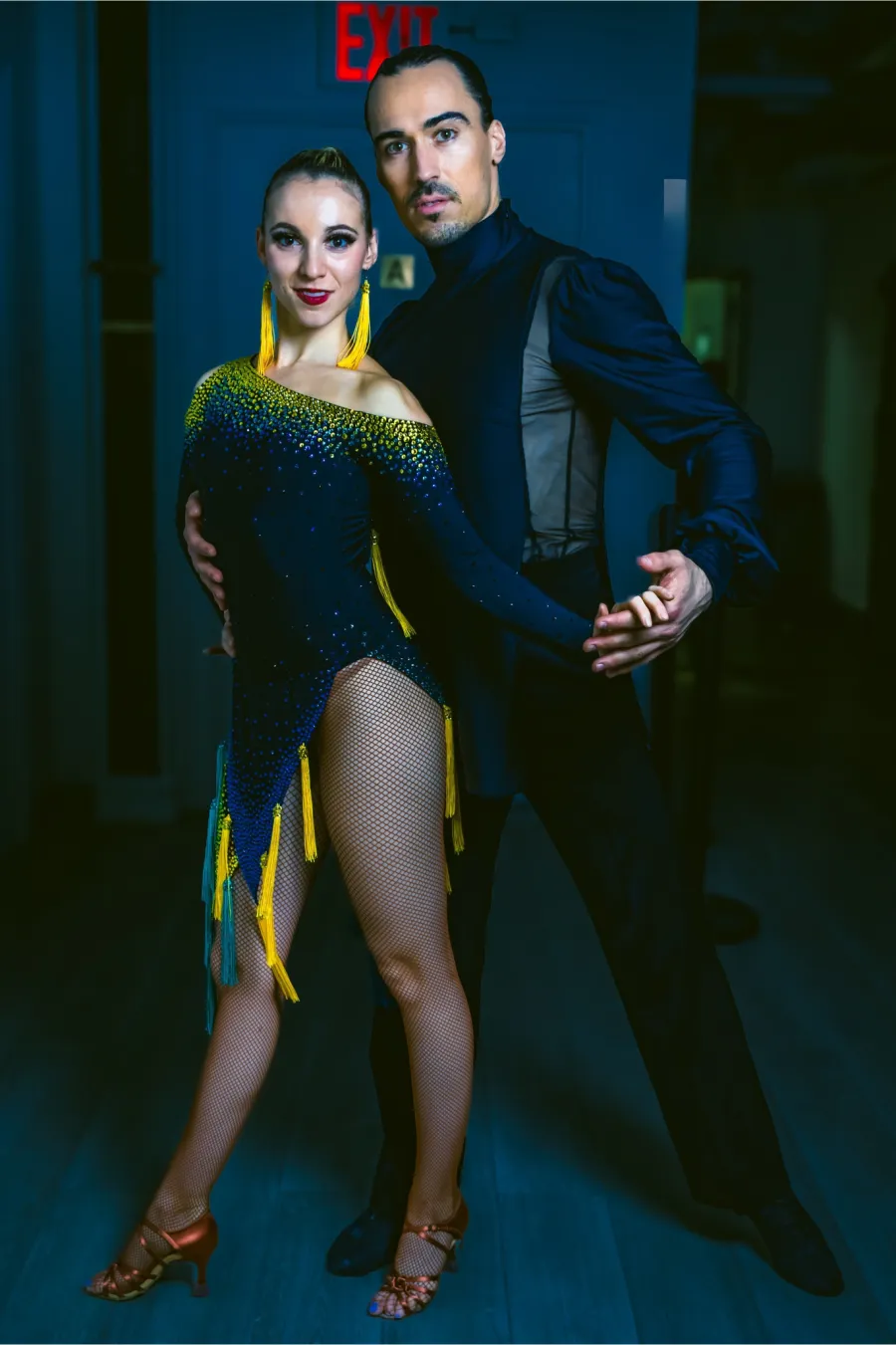 Hunter Houde and his partner in performance costume