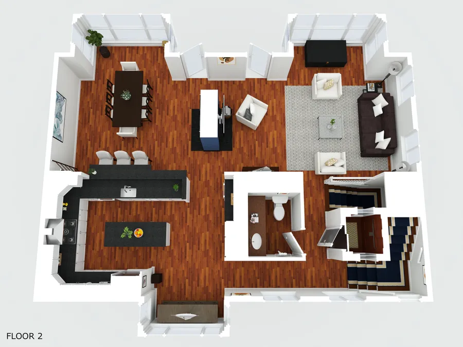 Color 3D floor plan with furniture