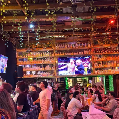 Group celebrating a match at La República Sport Bar