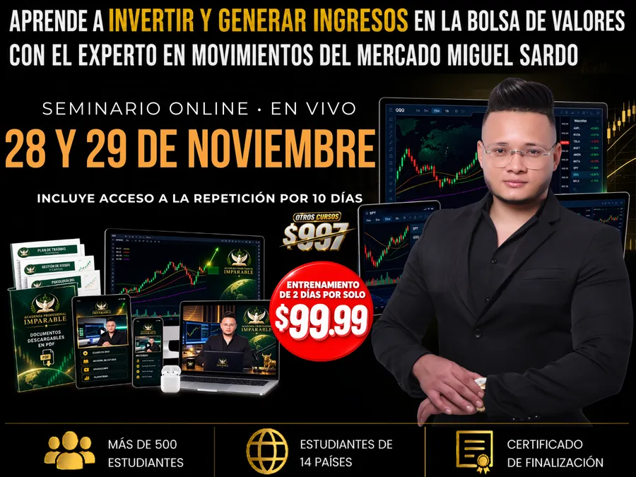 Seminario online en vivo con Miguel Sardo: Aprende a invertir y generar ingresos en la bolsa de valores