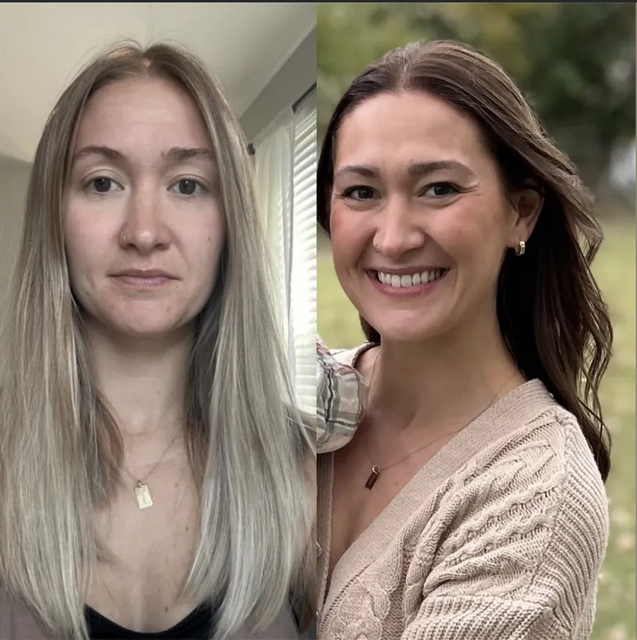 Client before and after her color analysis