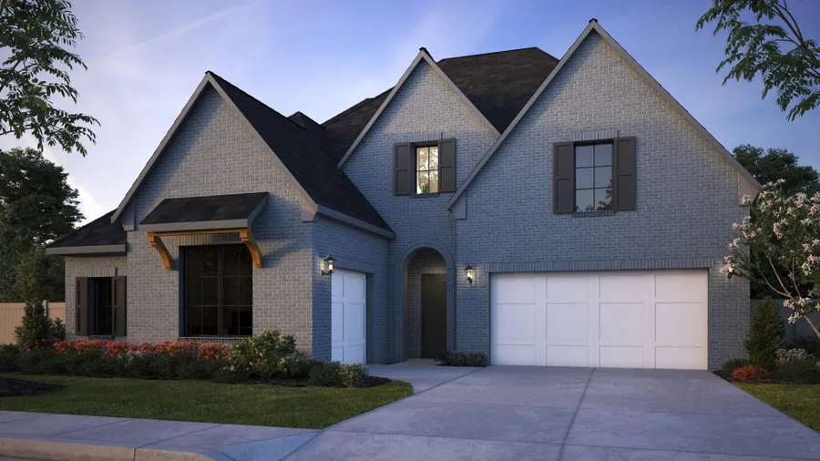 Two-story home at dusk