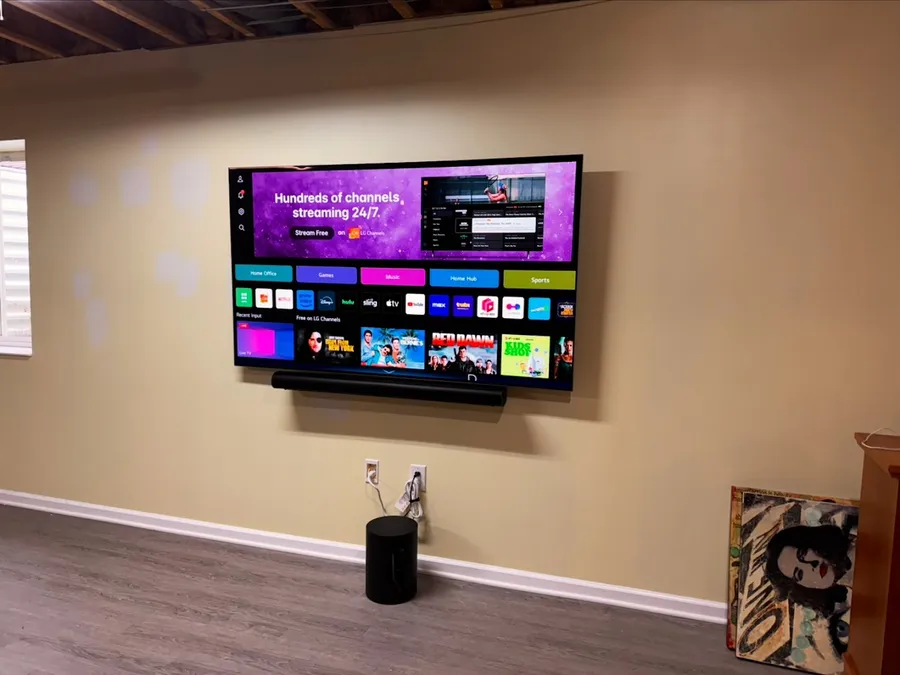 TV mounted on a living room wall
