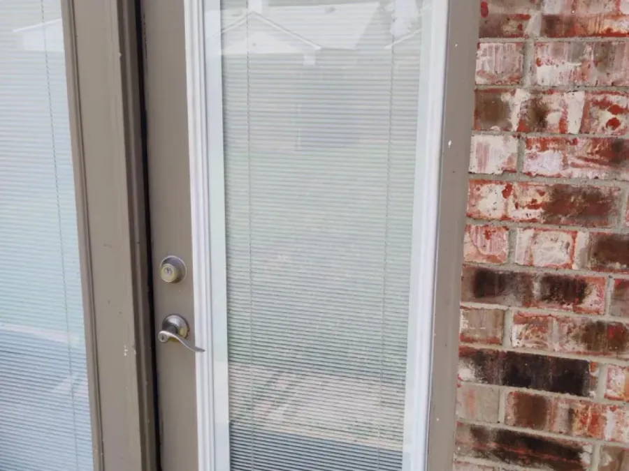 Exterior door lite with built-in blinds