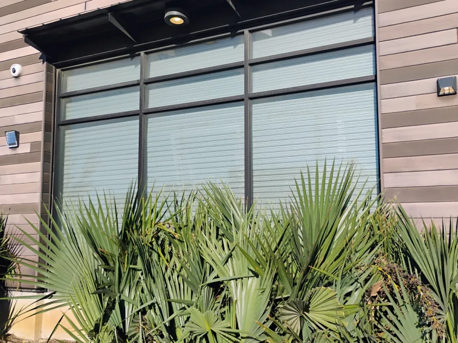 Storefront windows on a modern facade