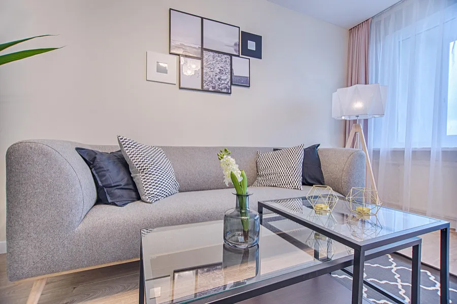 Bright, welcoming family room interior