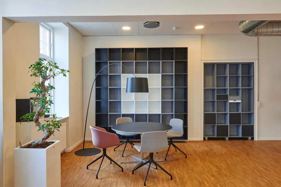 Spacious open living room with clean hardwood floors