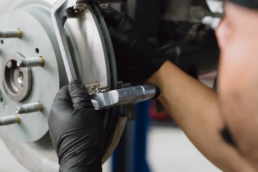 Brake service on a customer vehicle