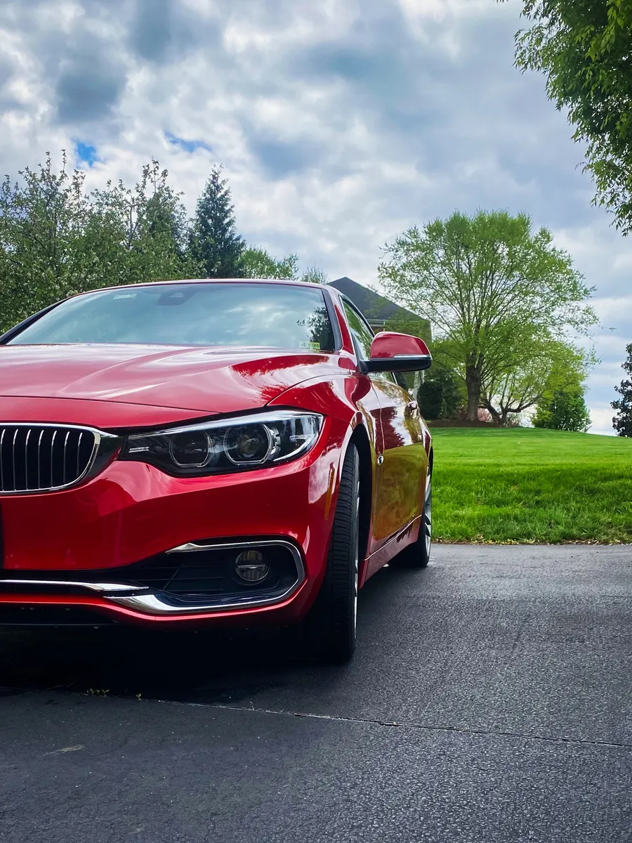 Red BMW after a full detail, exterior