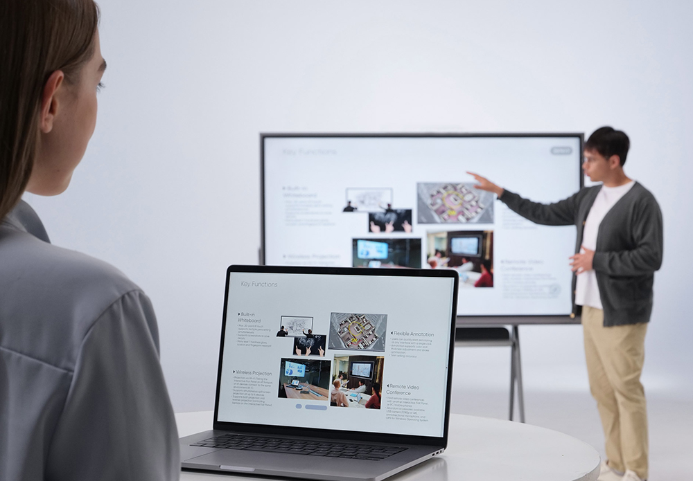 Close-up details of WonderHub Interactive Whiteboard features