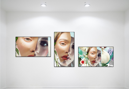 Wall-mounted digital signage supporting both portrait and landscape orientations
