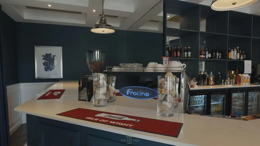 Bar counter with a coffee machine at The Fig Tree, Shanklin