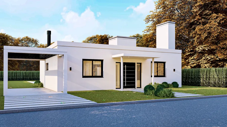 Diseño exterior del modelo Casa 2 de Nesteel