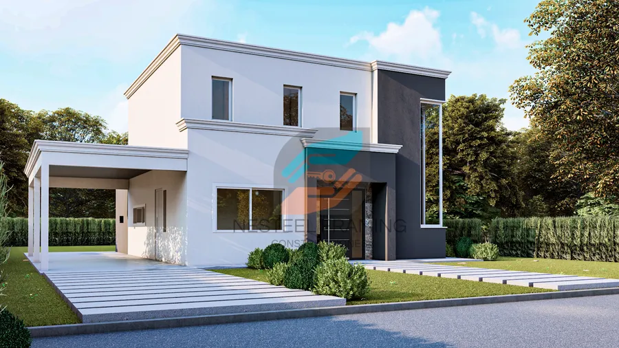 Diseño exterior del modelo Casa 12 de Nesteel
