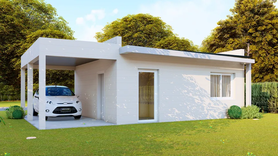 Diseño exterior del modelo Casa 5 de Nesteel