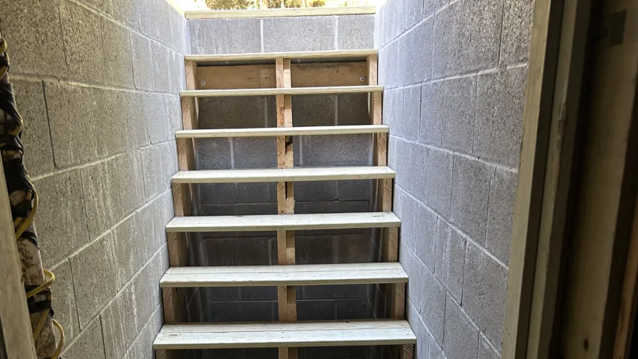 Cellar stairs under construction