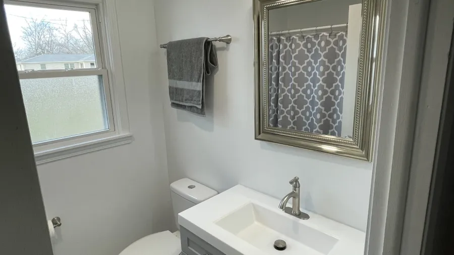 Bathroom vanity and mirror