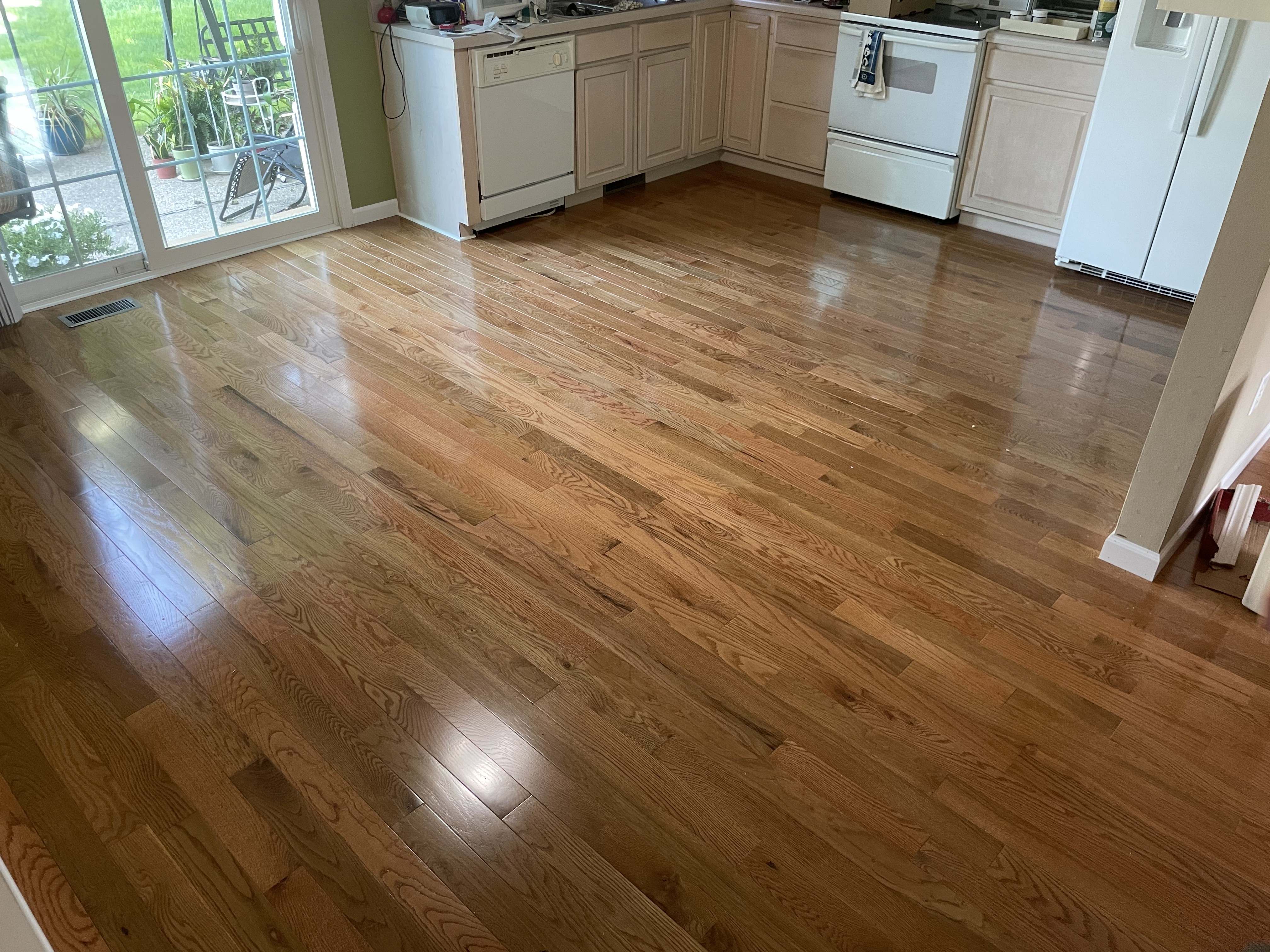 Refinished hardwood kitchen floor