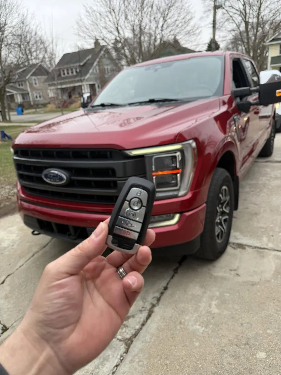 Smart key for a red Ford F-150