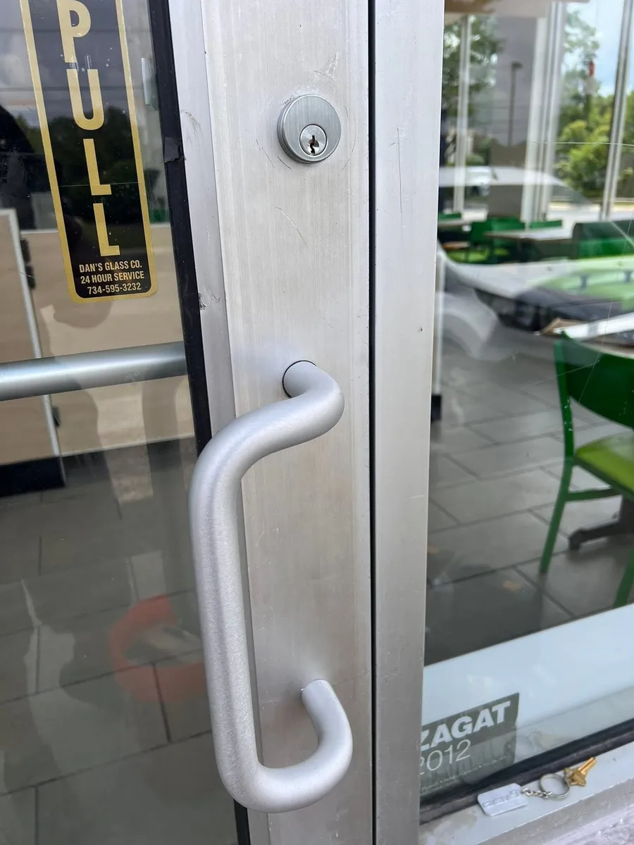 Lock on a glass storefront door