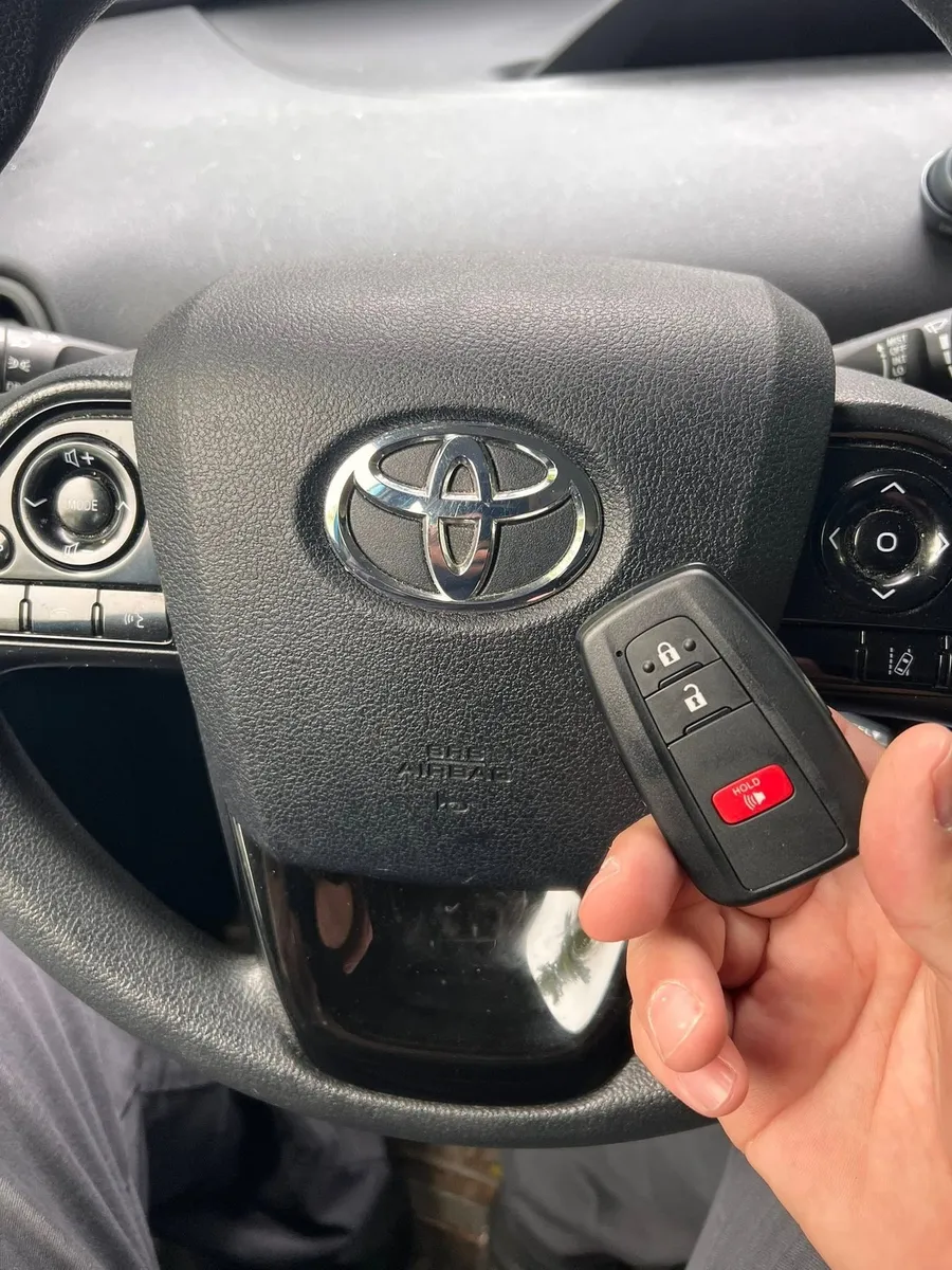 Toyota smart key at the steering wheel
