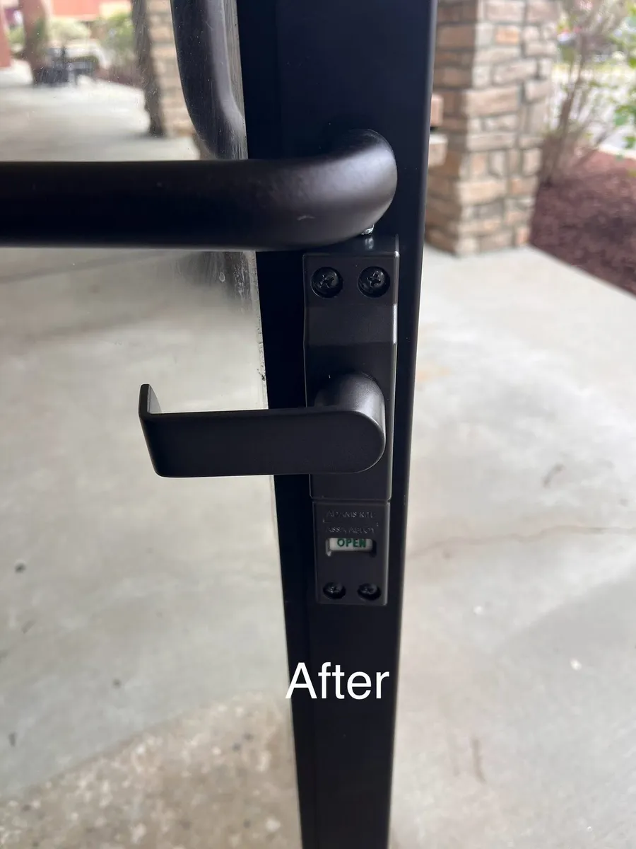 Storefront door handle after the work