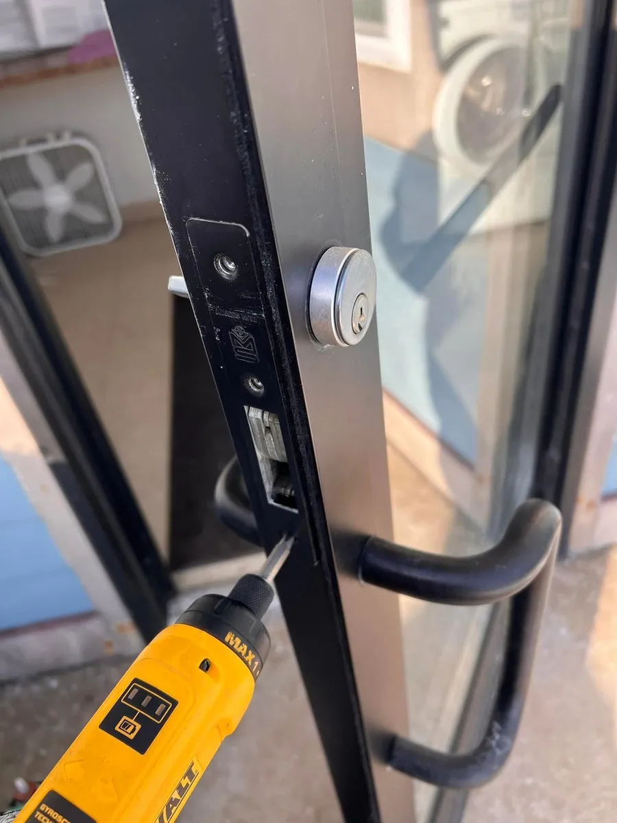 Installing a lock on a storefront door