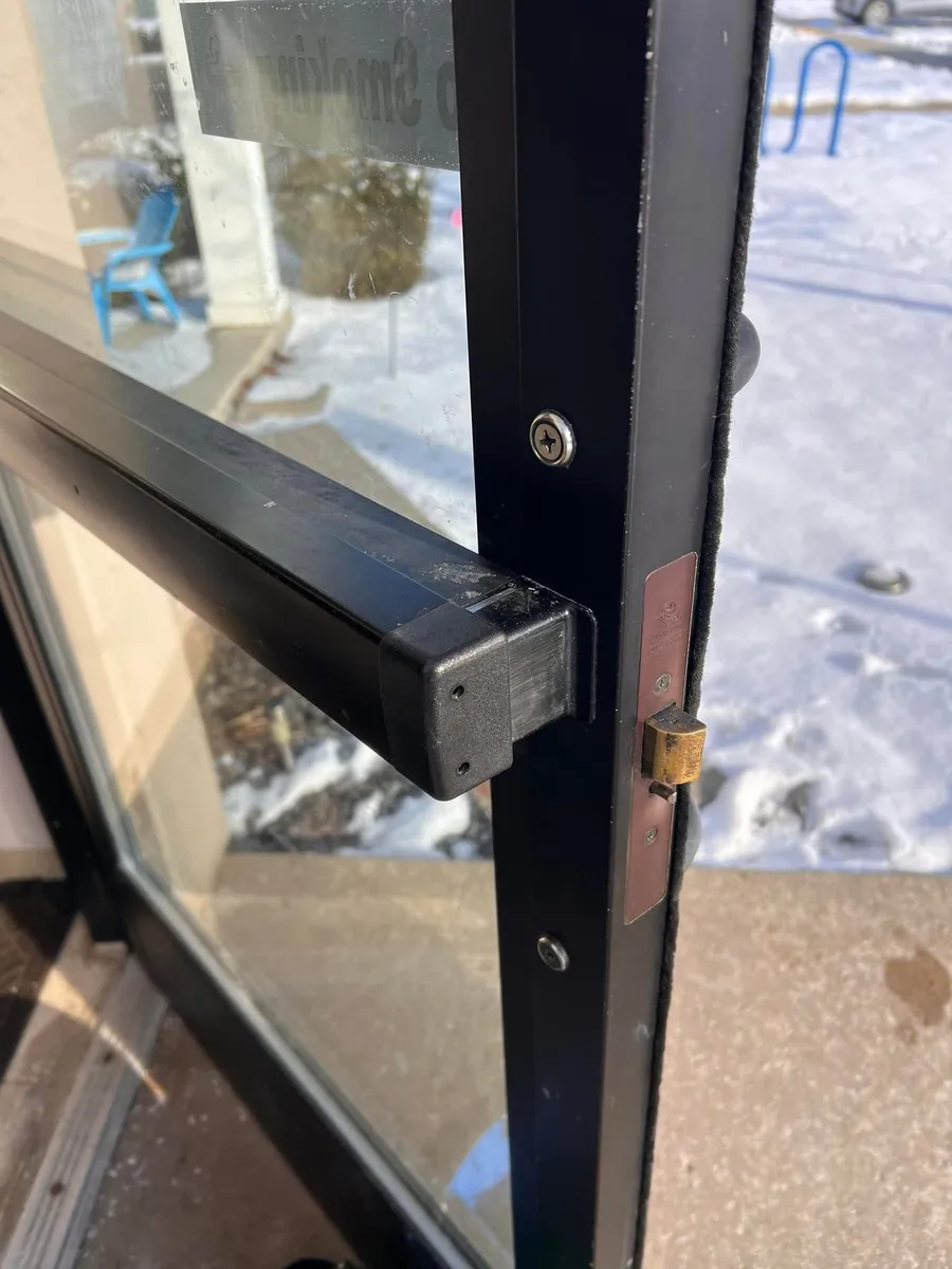 Lock on a glass storefront door